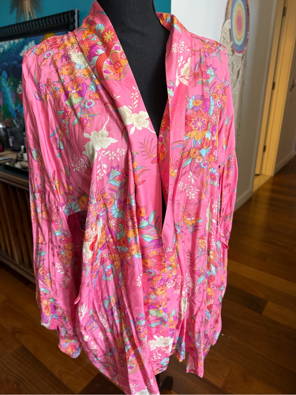 Spell Pink Floral Satin Robe